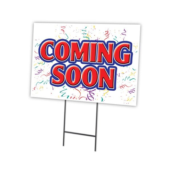 Coming Soon Yard Sign & Stake outdoor plastic coroplast window, C-1216-DS-Coming Soon